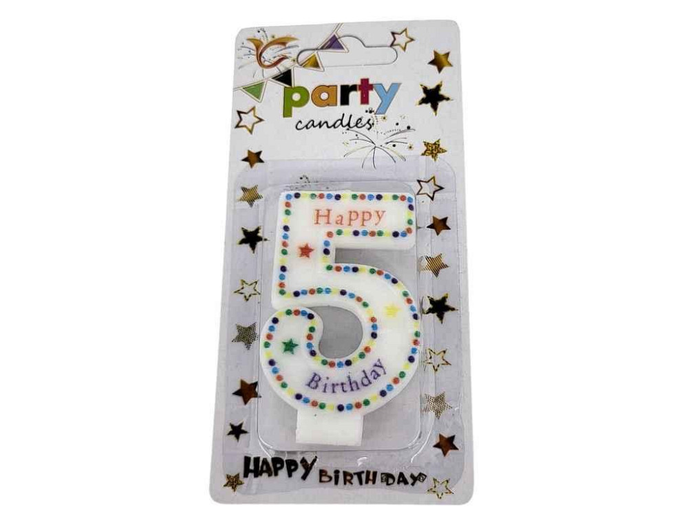 Свеча-цифра 5 Happy Birthday точка арт.068 ТМ PRC Киев - изображение 1