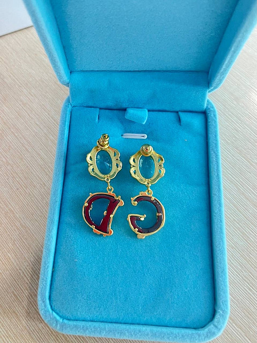 Сережки позолота 18 К / сережки з кристалами Одеса - фото 3