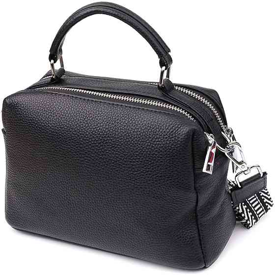 Жіноча сумка на два відділення з натуральної шкіри Vintage 22919 Чорний Київ