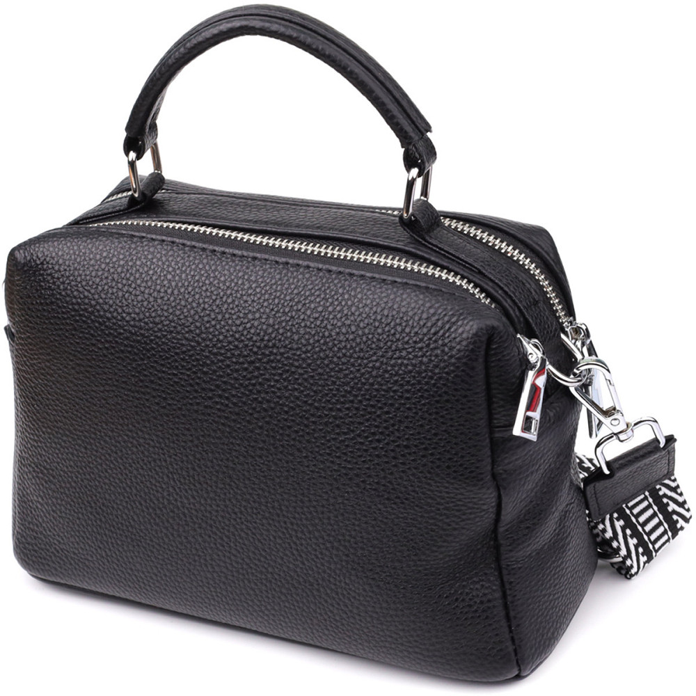 Жіноча сумка на два відділення з натуральної шкіри Vintage 22919 Чорний Київ - фото 2