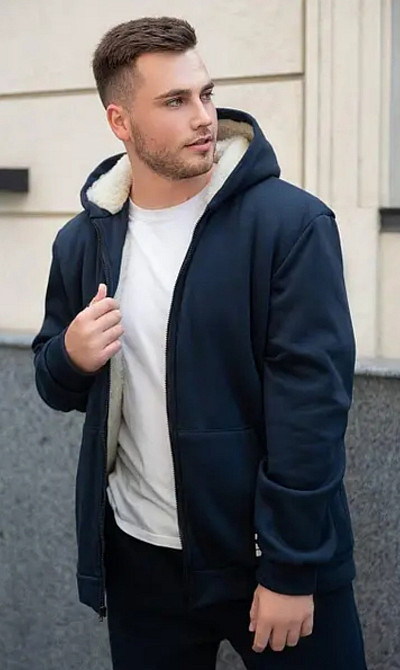 Чоловічий теплий костюм на флісі з хутром Синій 48/50 Харків - фото 1