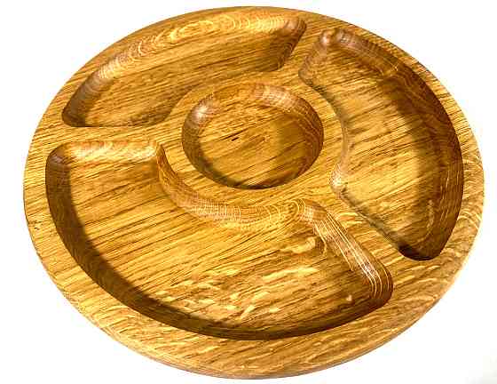 Деревянная тарелка из натурального дерева диаметр 25 см, высота 2 см, тарелка для закусок Каменец-Подольский