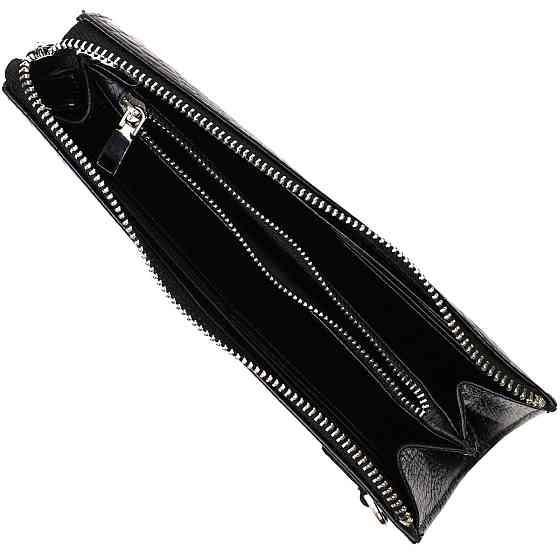 Місткий чоловічий клатч із натуральної шкіри з тисненням під крокодила BOND 22049 Чорний Київ