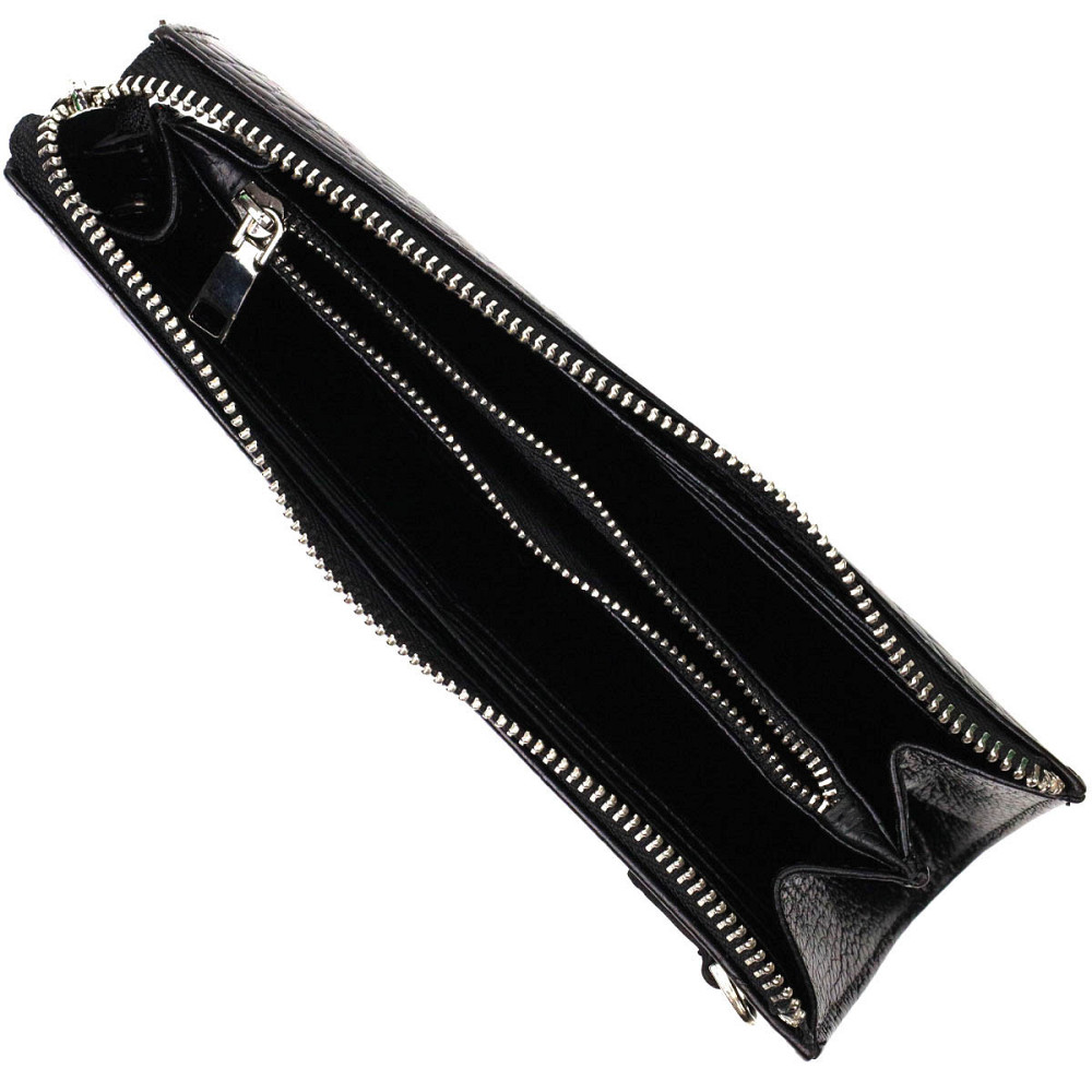 Місткий чоловічий клатч із натуральної шкіри з тисненням під крокодила BOND 22049 Чорний Київ - фото 6