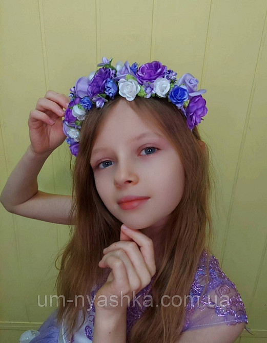 Обідок обруч з трояндочками "Фіолетовий 5 троянд" Кривий Ріг - фото 1