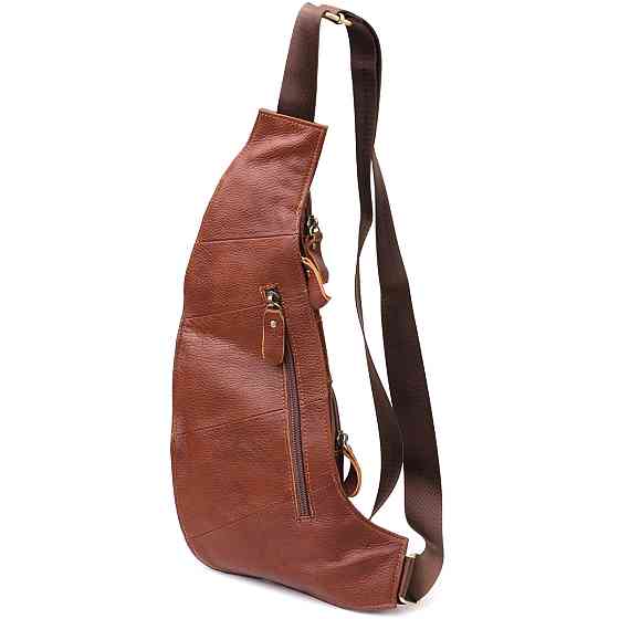 Практична чоловіча сумка через плече із зернистої натуральної шкіри Vintage 22966 Коричневий Київ