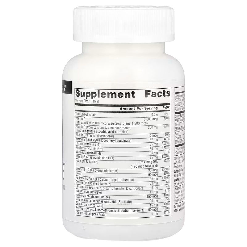 Комплекс вітамінів і мінералів Source Naturals Mega-One High Potency Multi-Vitamin with Minerals 30 Tablets Луцьк - фото 2