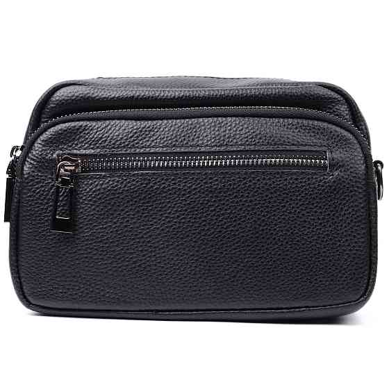 Женская сумка в классическом цвете с накладным карманом из натуральной кожи Vintage 22640 Черная Киев