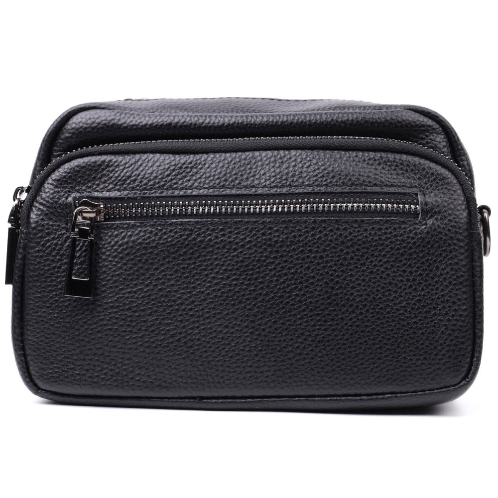 Сумка жіноча в класичному кольорі з накладною кишенею з натуральної шкіри Vintage 22640 Чорна Київ - фото 6