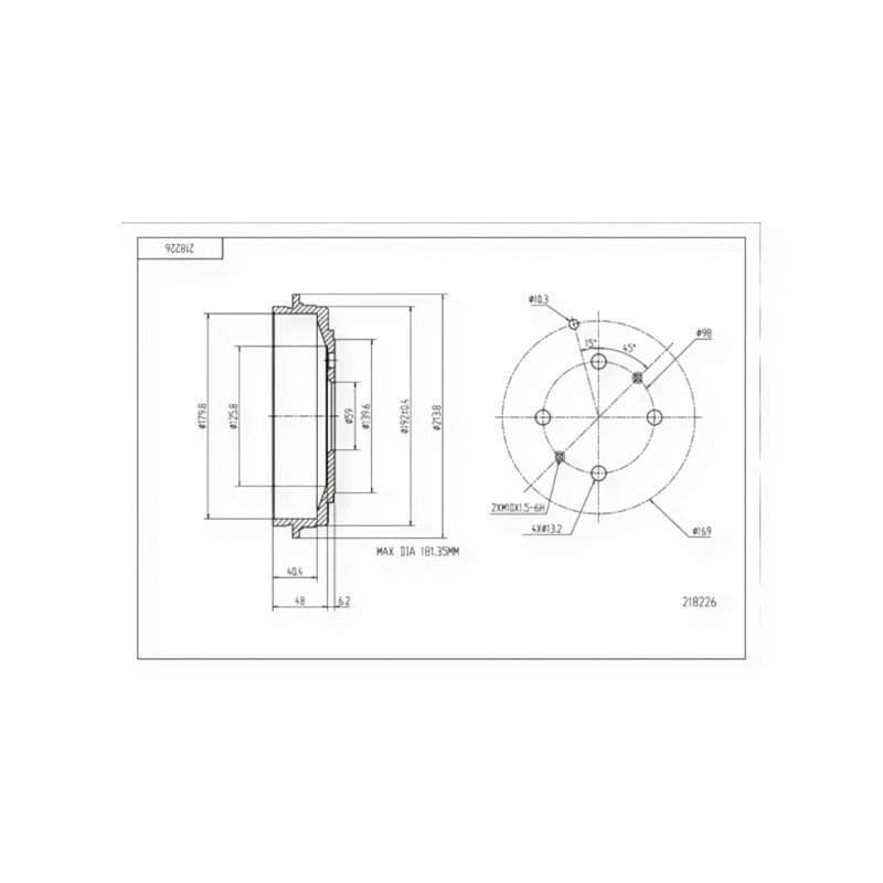 Барабан Fiat Tipo, Tempra, Punto (d180x40) тормозной Мукачево - изображение 1