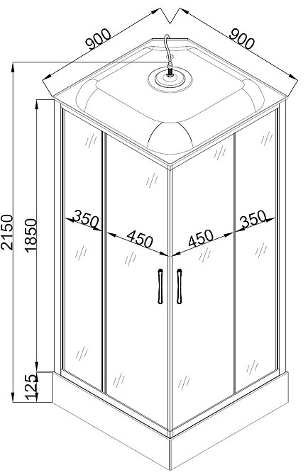 Душовий бокс квадратний NIDA L90GBB (L90B) BRAVO (4уп.) Київ - фото 8