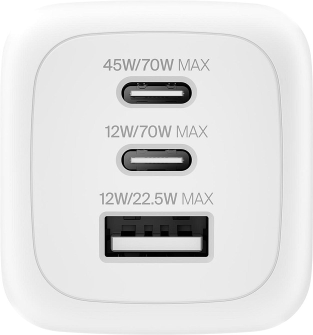 Мережевий зарядний пристрійBelkin BoostCharge Pro 3-Port GaN Wall Charger 70 W White (WCH018HQWH) ( 15313 ) Харків - фото 3