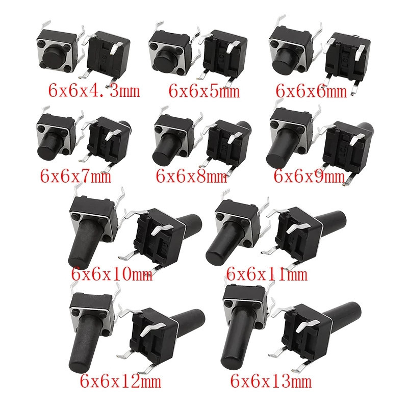 Набор тактовых кнопок 200 шт, 6x6 мм, 4 контакта Киев - изображение 3