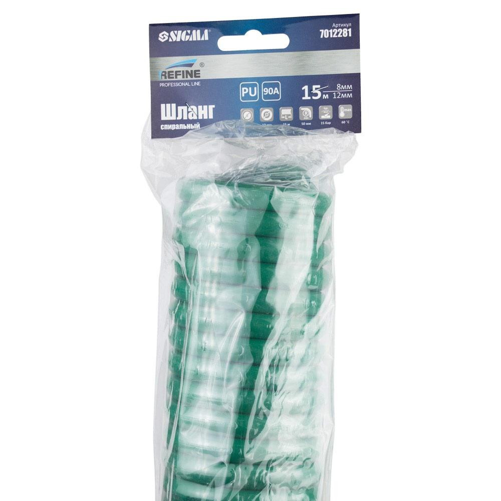 Шланг спиральный полиуретановый (PU) 15м 8×12мм REFINE (7012281) Ровно - изображение 4