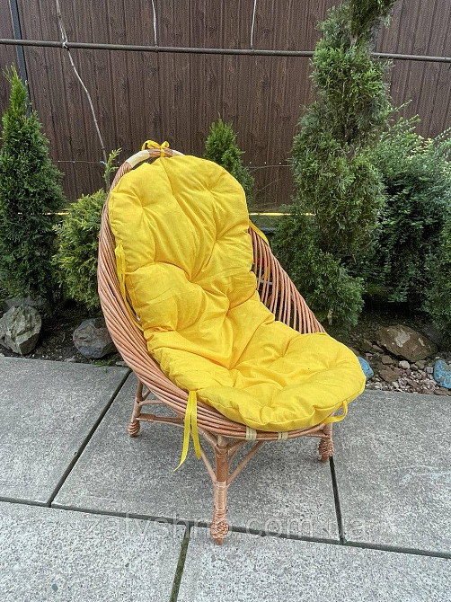 Кресло плетеное из лозы с желтой подушкой Киев - изображение 3