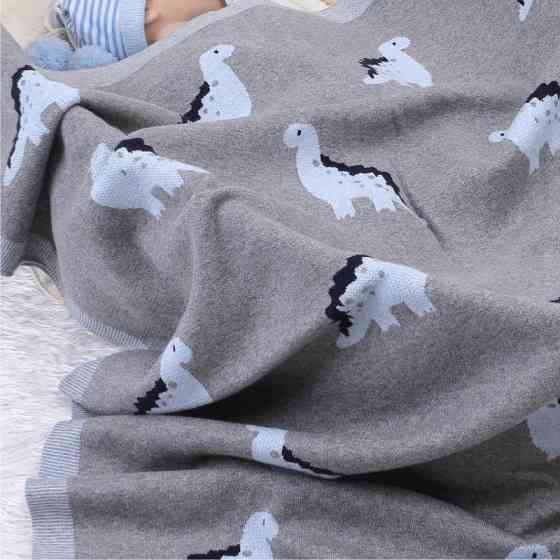 Плед Дитячий Lovely Svi Бавовна 80х100 см В'язаний Сірий Динозаври (3170224) Київ