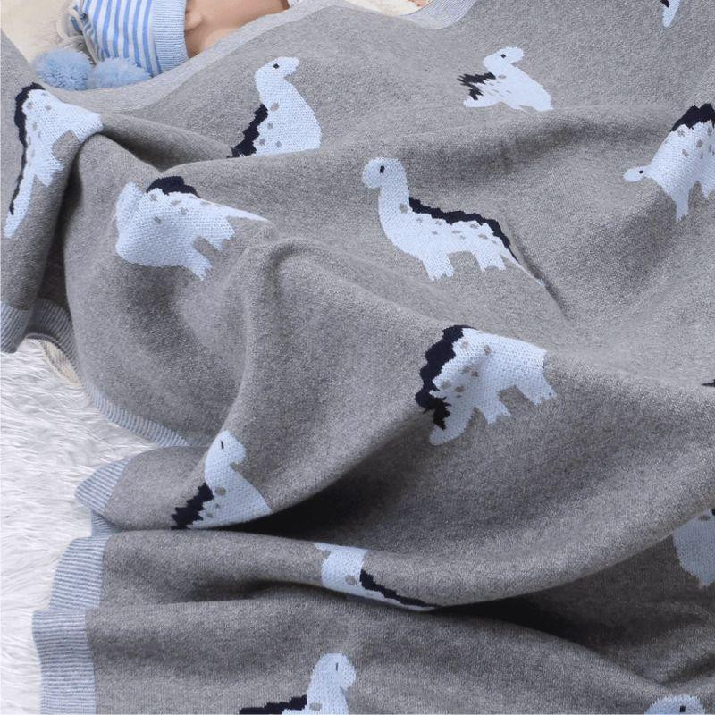 Плед Детский Lovely Svi Хлопок 80х100 см Вязаный Серый Динозавры Киев - изображение 3