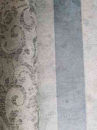 Обои флизелиновые эко Decoprint Essentials EE22559 под старину вензель завиток с потертостью зеленые песочные Киев