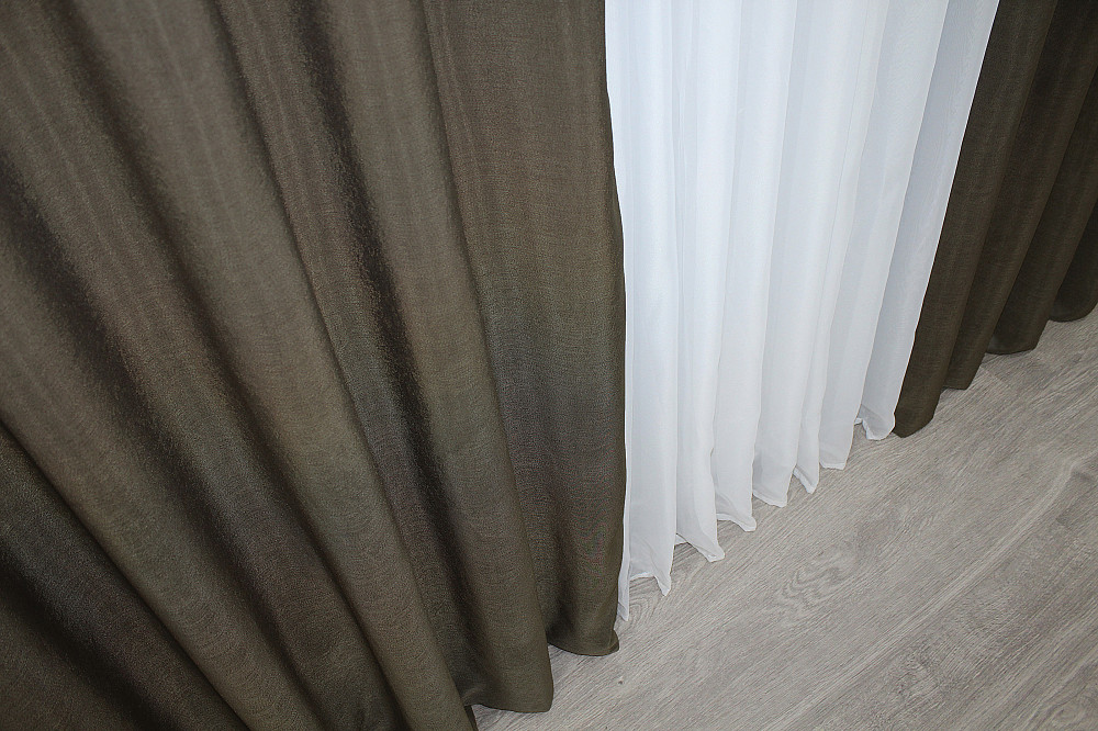 Комплект готовых штор VR-Textil Ibiza № 1199ш Молочный шоколад 150х270 см 2 шт (33-0035) Киев - изображение 7