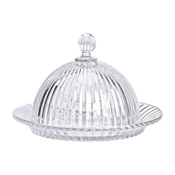 Yiwu Блюдо сервірувальне з кришкою Ø 20 см скляне прозоре для десертів, випічки, фруктів HP-YH- Киев