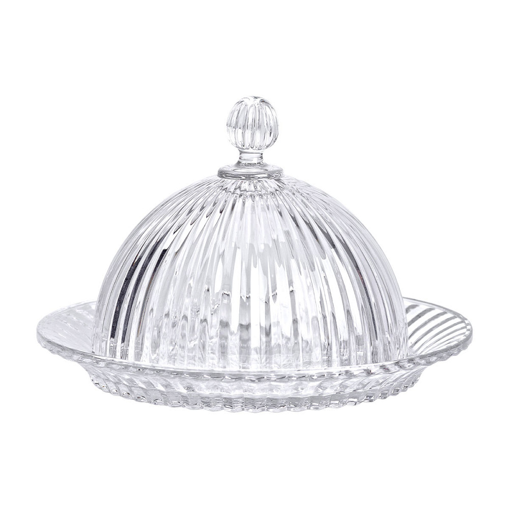 Yiwu Блюдо сервірувальне з кришкою Ø 20 см скляне прозоре для десертів, випічки, фруктів HP-YH- Киев - изображение 5