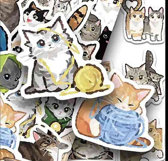 Наклейки с котиками 70 шт – милые стикеры для декора Киев