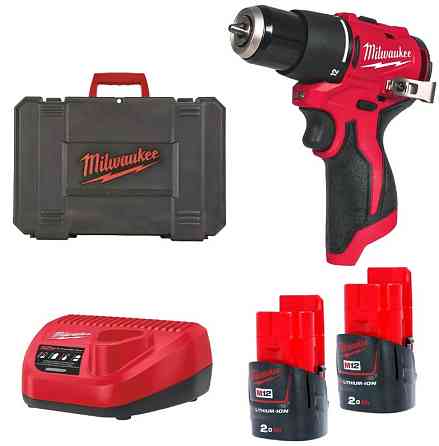 Дрель-шуруповерт аккумуляторная бесщеточная ударная MILWAUKEE, M12 BLPDRC-202С (40Нм) (зарядное устройство, 2 аккум.Х2Аг, кейс) Одесса