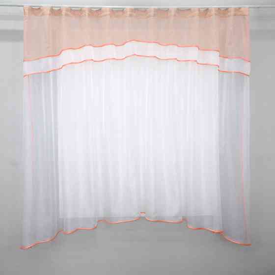 Кухонная гардина VR-Textil № 036к арка белый с персиковым 280х170 см (52-0399) Киев