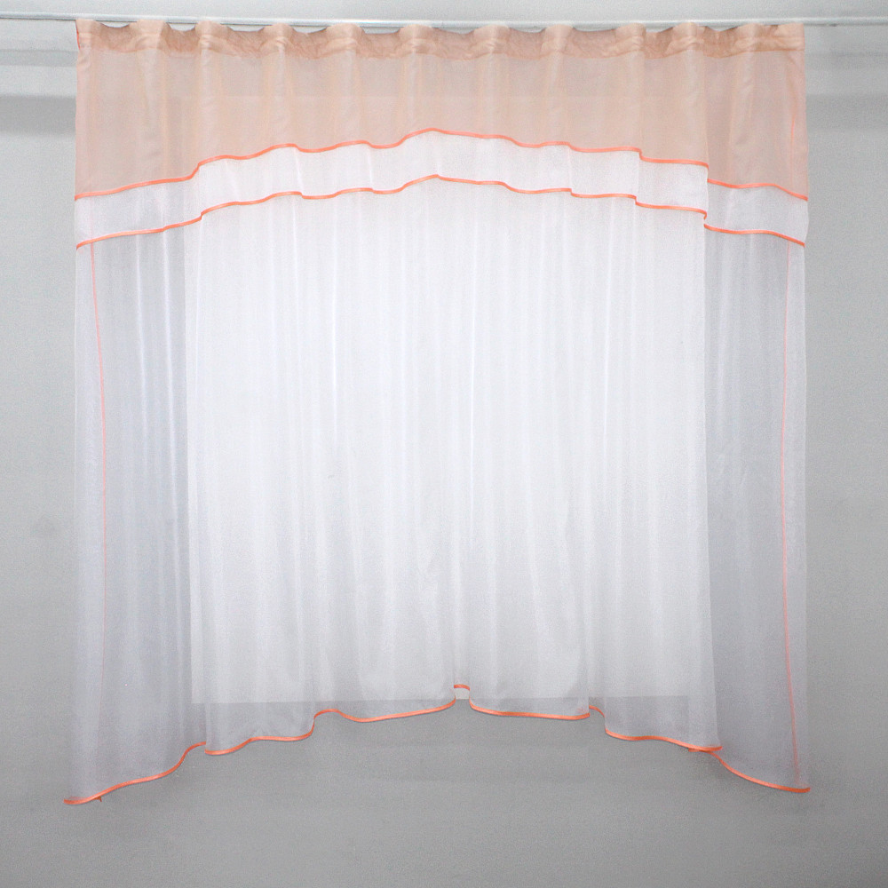 Кухонная гардина VR-Textil № 036к арка белый с персиковым 280х170 см (52-0399) Киев - изображение 1