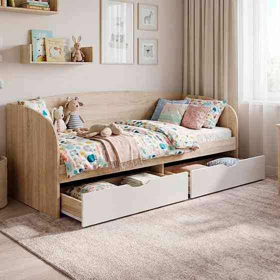 Ліжко односпальне Еверест Комфорт 80х190 см Дуб сонома/Білий (DTM-073879) Львів