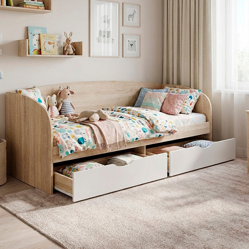 Ліжко односпальне Еверест Комфорт 80х190 см Дуб сонома/Білий (DTM-073879) Львів - фото 1