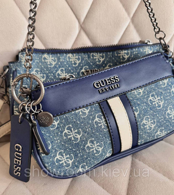 Жіноча сумочка з органайзером на плече Guess (1211) синій Київ - фото 8