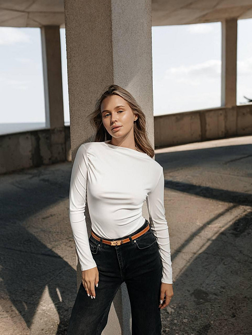 Жіночий базовий боді з драпіруванням мікро дайвінг Молочний, 46/48 Одеса - фото 7