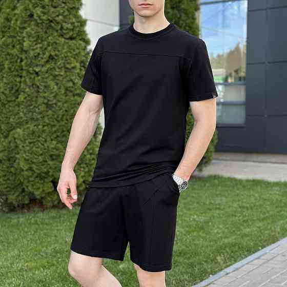 Чоловічий літній комплект шорти і футболка чорний Pobedov Barel Київ