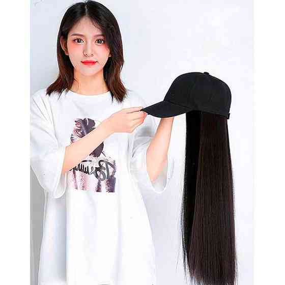 Парик кепка с волосами 60 см Брюнетка Винница