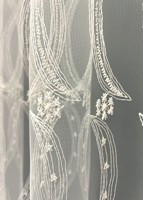 Тюль фатин с вышивкой и люрексом цвет молочный 2015т Киев - изображение 3