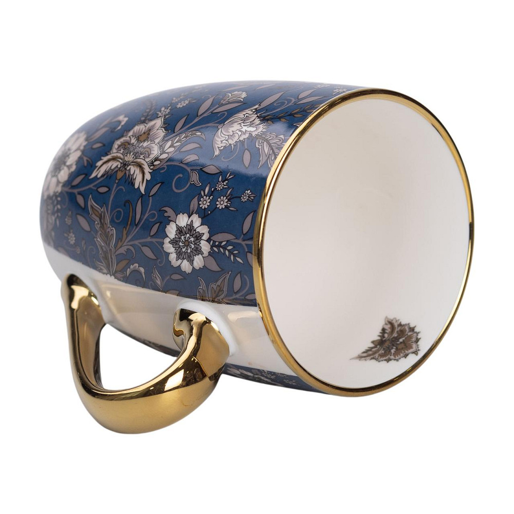 порцелянова чашка 400 мл із золотим обідком і золотою ручкою Синя RX-N240665BL Коломия - фото 4