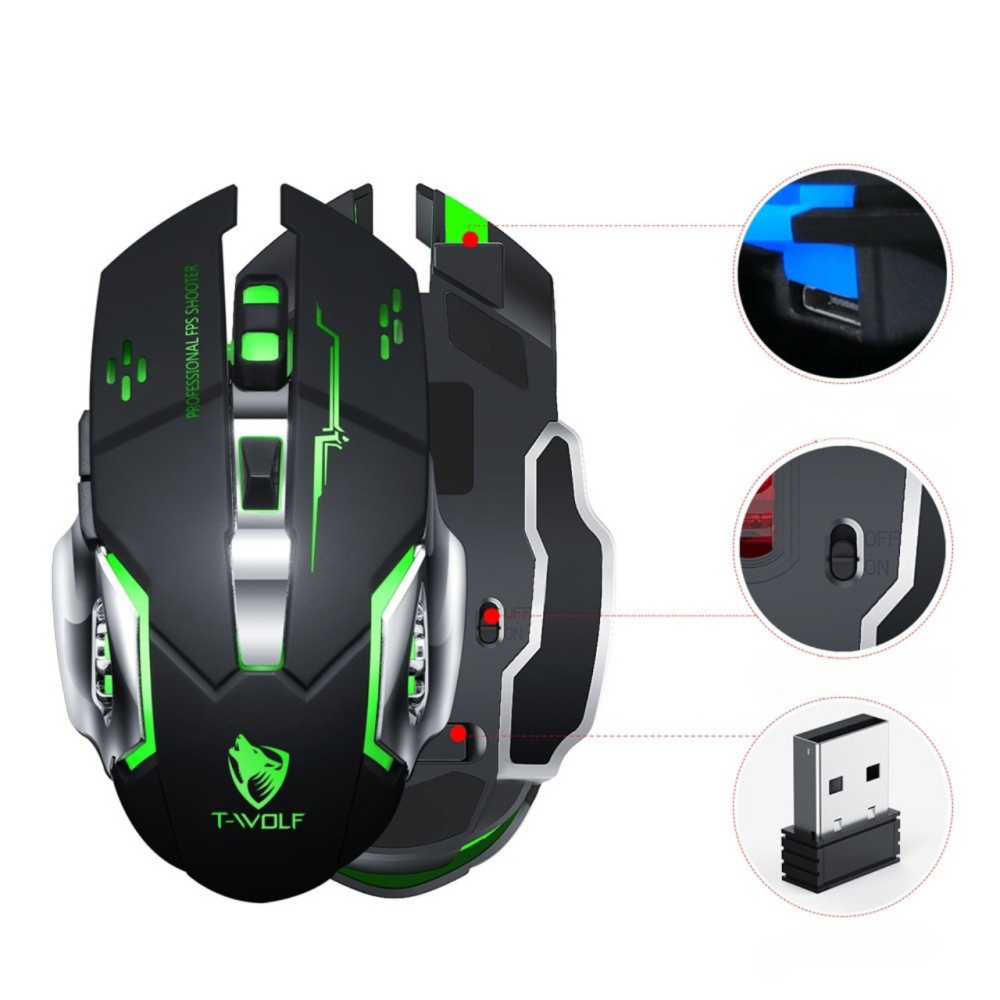 Мишка бездротова комп'ютерна, безшумна, оптична з RGB-підсвічуванням 2.4G+Bluetooth DPI 800/1000/1200 чорна Кам'янець-Подільський - фото 8