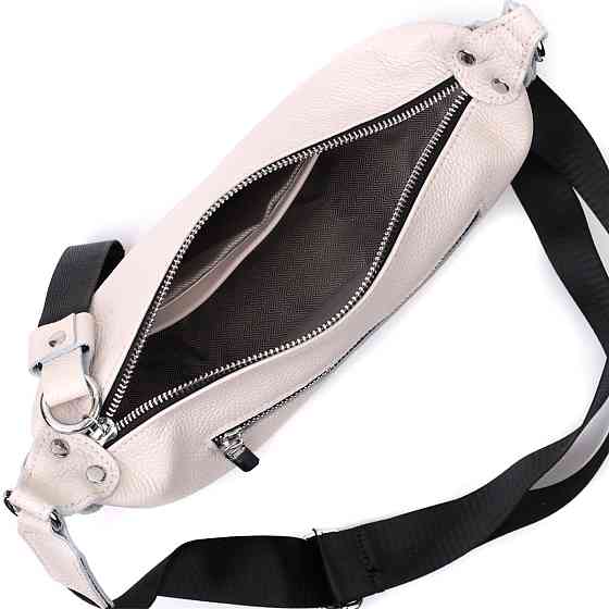 Жіноча сумка через плече з незвичайним бігунком брелоком з натуральної шкіри Біла (Vintage) Київ