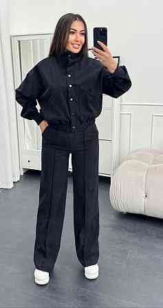 Женский стильный повседневный костюм двойка бомбер+брюки Темно-синий, 40/42 Одесса