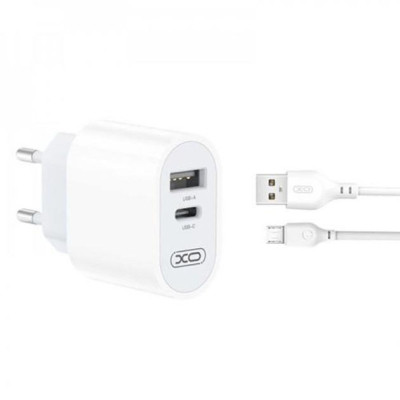 Зарядний пристрій XO L97 (1Type-C/1USB/2.4A) + USB - MicroUSB White (XO-L97-MC) Вінниця - фото 5