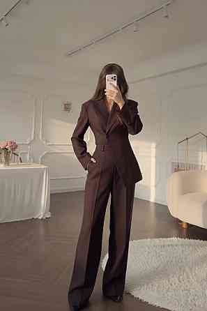 Женский стильный классический костюм двойка люкс + подкладка и плечики Шоколад, 46/48 Одесса