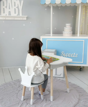 Дитячий столик Хмара з нішою та стільчиком Корона (Білий) Вінниця