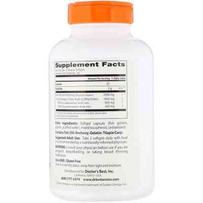 Жирные кислоты Doctor's Best Рыбий жир Омега-3, Omega 3 Fish Oil with Goldenomega, 1000 (DRB-00478) Винница