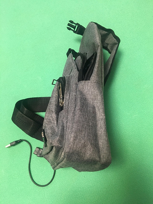 Чоловіча сумка через плече сіра- розмір сумки 30*20см, 4 кишені, з USD шнуром в комплекті Київ - фото 3