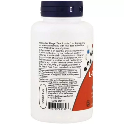 Аминокислота Now Foods L-Триптофан, двойной концентрации, 1000 мг, L-Tryptophan, Do (NOW-00169) Винница - изображение 3