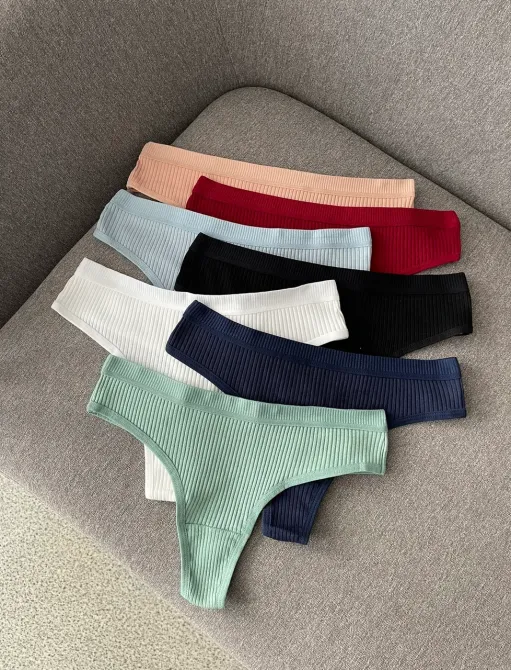 Базовые стринги в рубчик ( Молочный цвет ) Киев - изображение 3