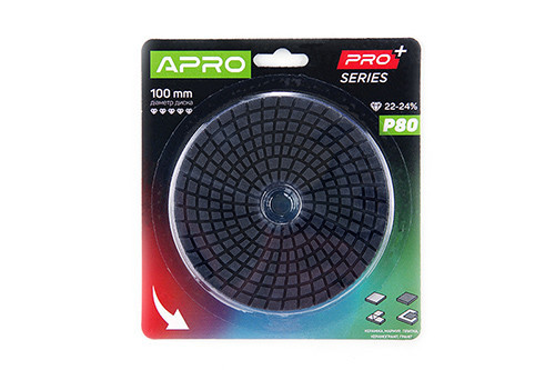 Круг алмазний шліфувальний на липучці 100 мм Р50 APRO PRO Рівне - фото 1