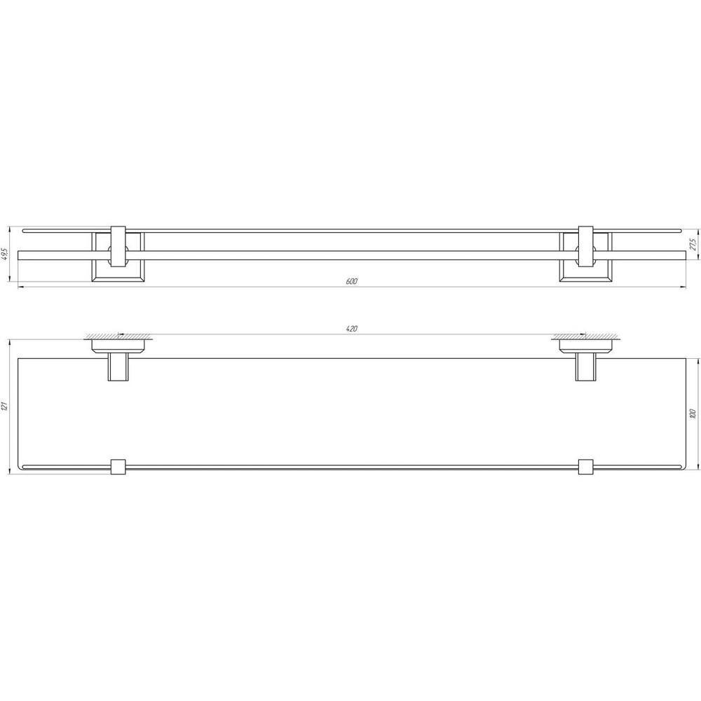 Полка TOPAZ TKB 9927 стекло с бортиком (000021234) Киев - изображение 4