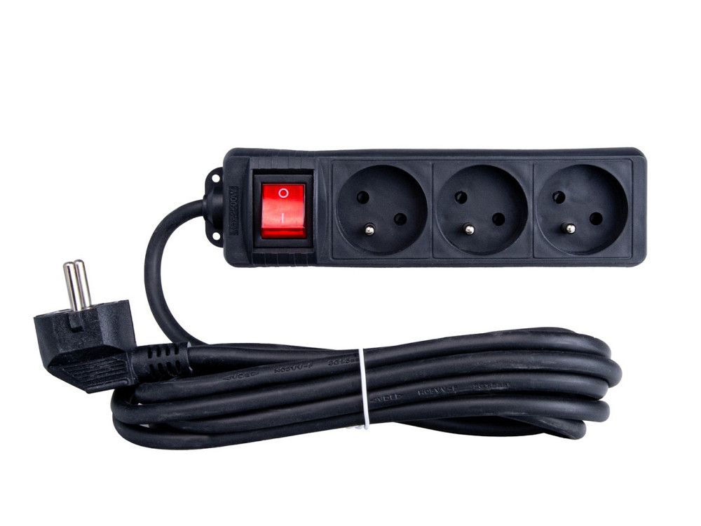Подовжувач електричний "Keltin" побутовий IP20 із заземленням і вимикачем  3 метра 3 гнізда чорний Стрый - изображение 2